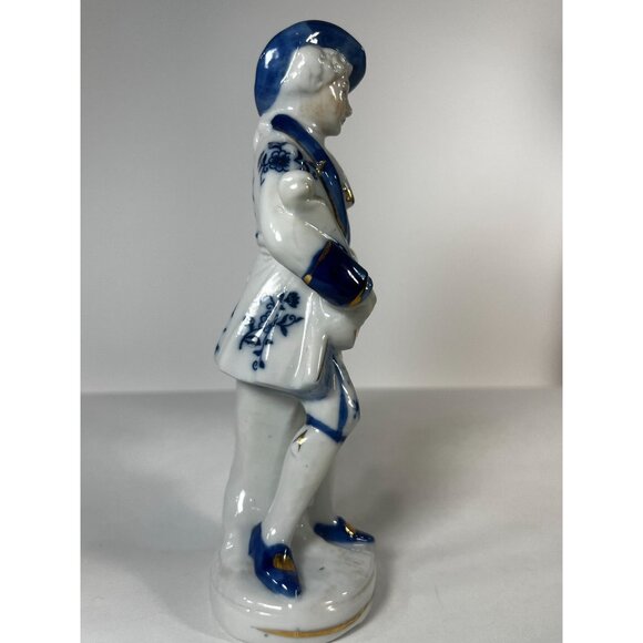 Vtg Korean Porcelain Figurine Of Musician Guitar Blue White Hand-Painted Decor - Picture 4 of 11